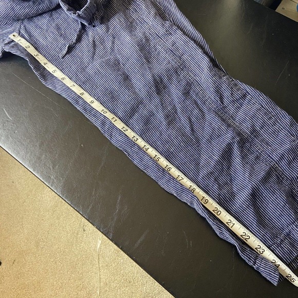 Coldwater Creek Women’s Striped Linen Pants Petite Medium Blue Drawstring Pocket - Picture 10 of 10